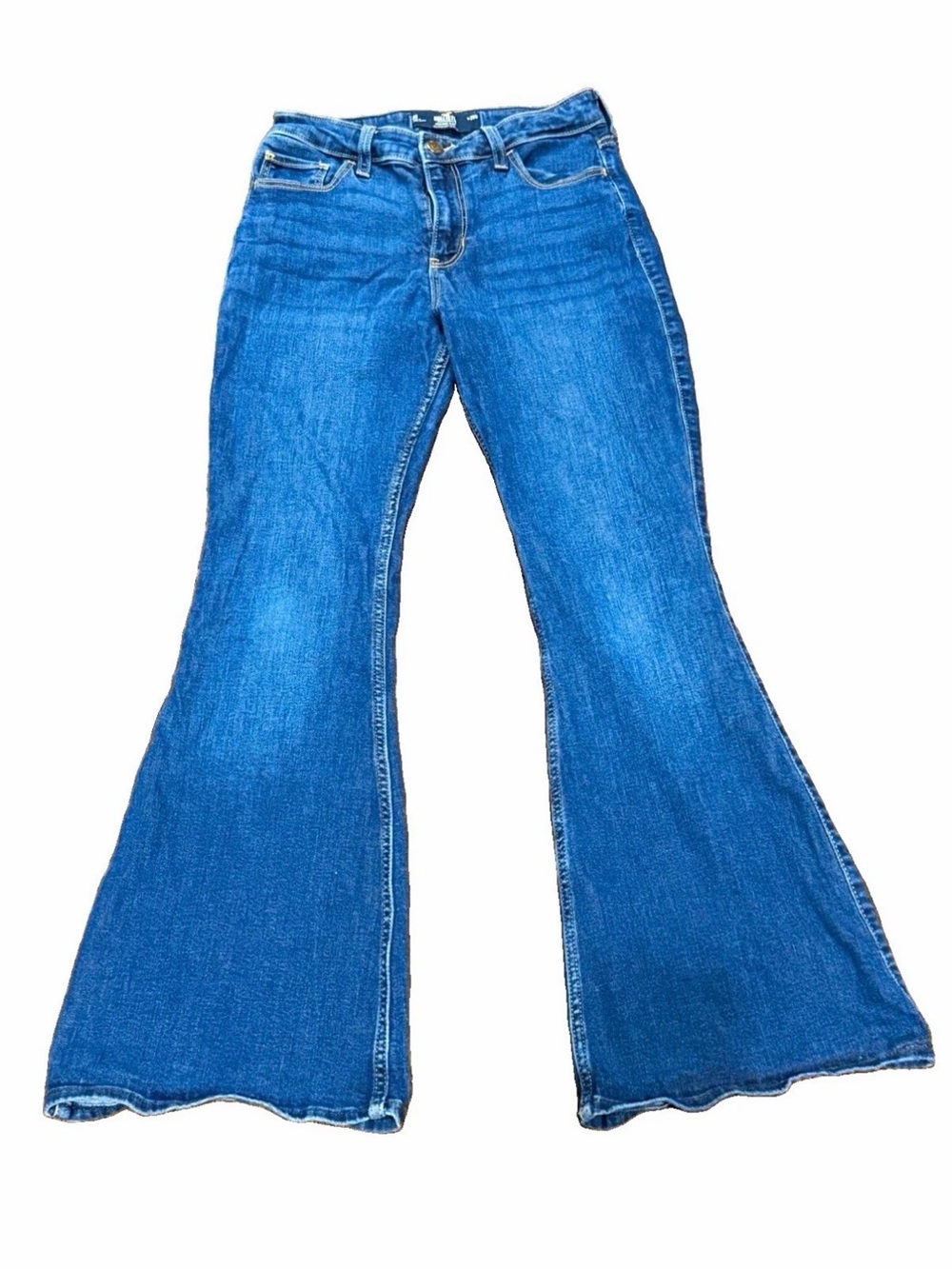 Hollister Women High Rise Flare Soft Stretch Blue Denim Jeans Size 8s/29s